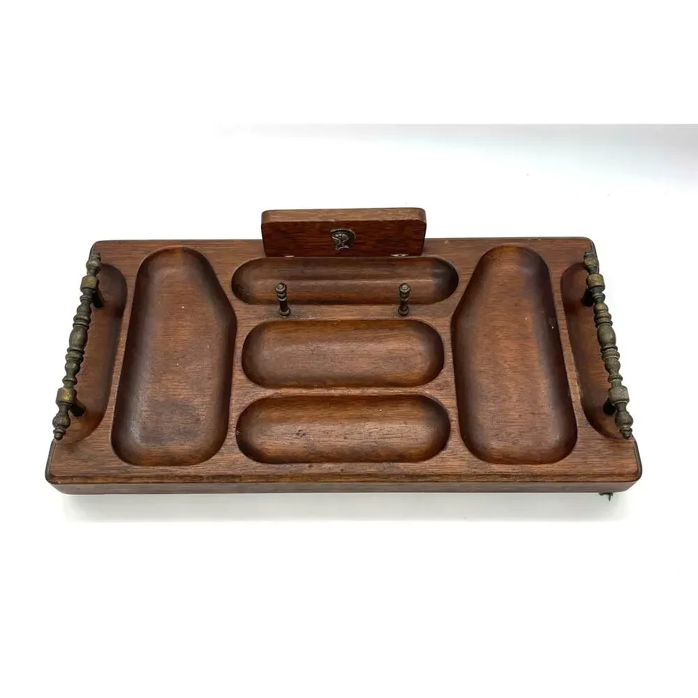 Vintage Mid Century Swank Wooden Valet / Organizer Catchall Tray Made in Japan